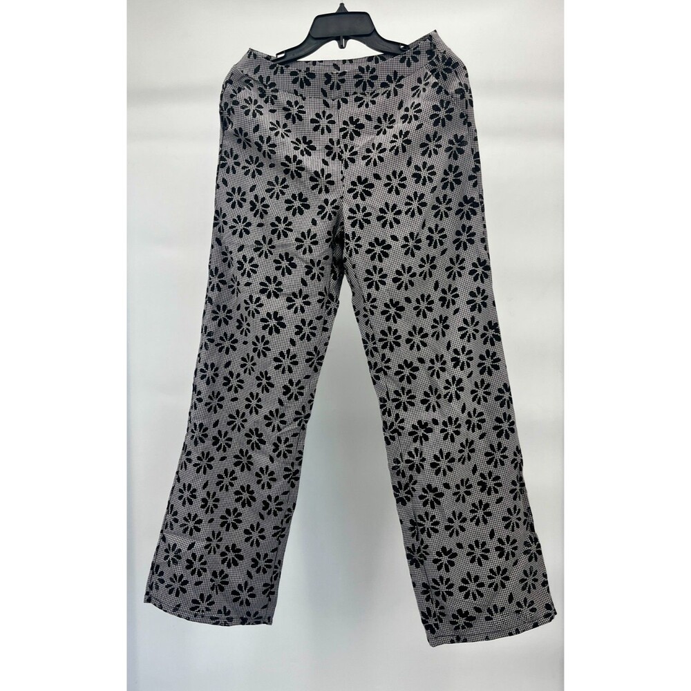 Women's Pants - Lelis by Lala Floral Gray and Black Slacks Casual Straight